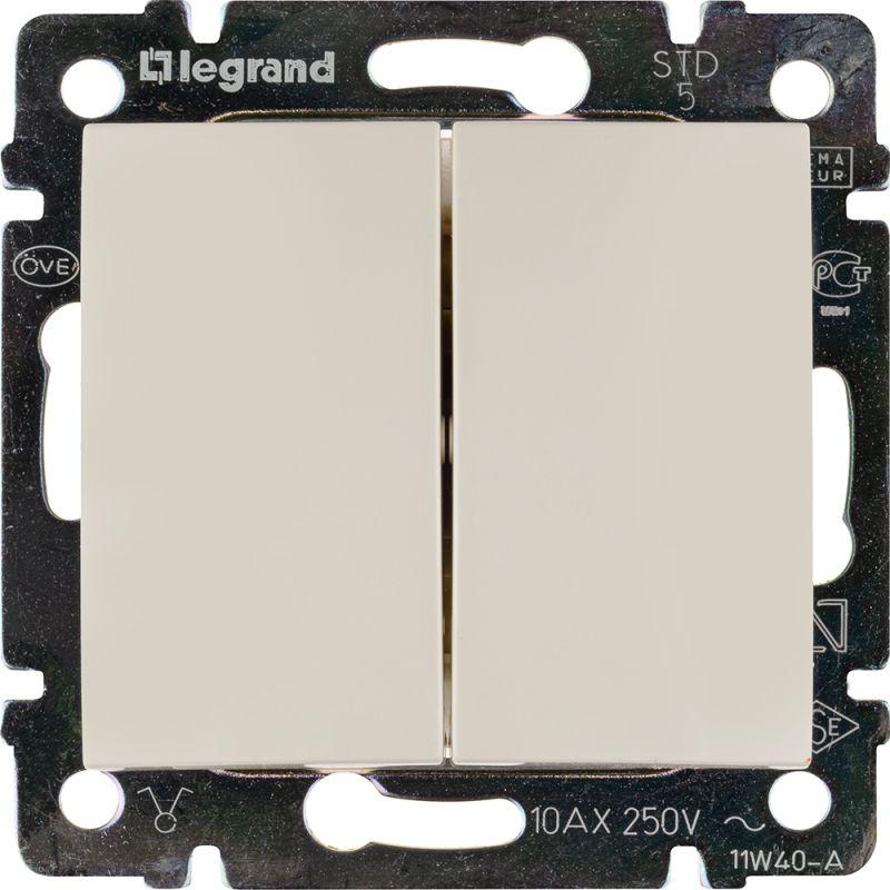 Выключатель 2-кл. СП Valena 10А IP31 250В механизм сл. кость Leg 774305