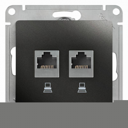 Розетка компьютерная 2-м Glossa RJ45 кат.5E механизм антрацит SE GSL000785KK
